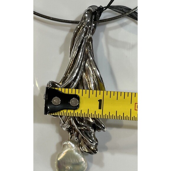 E & L Pendant Necklace Sterling 925 Electroform Israel Flower Baroque Pearl - Picture 6 of 10